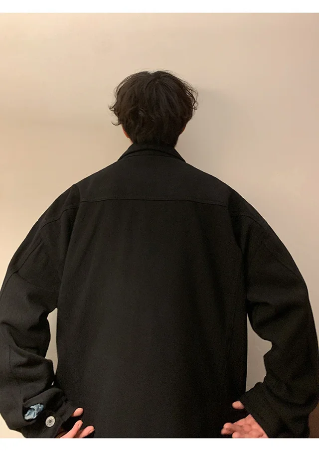Men's Korean Relaxed Cotton Denim Jacket Detail