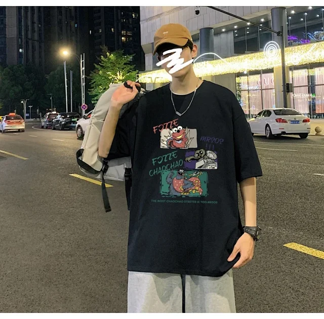 Men's Summer Oversized Cotton Street Tee Detail