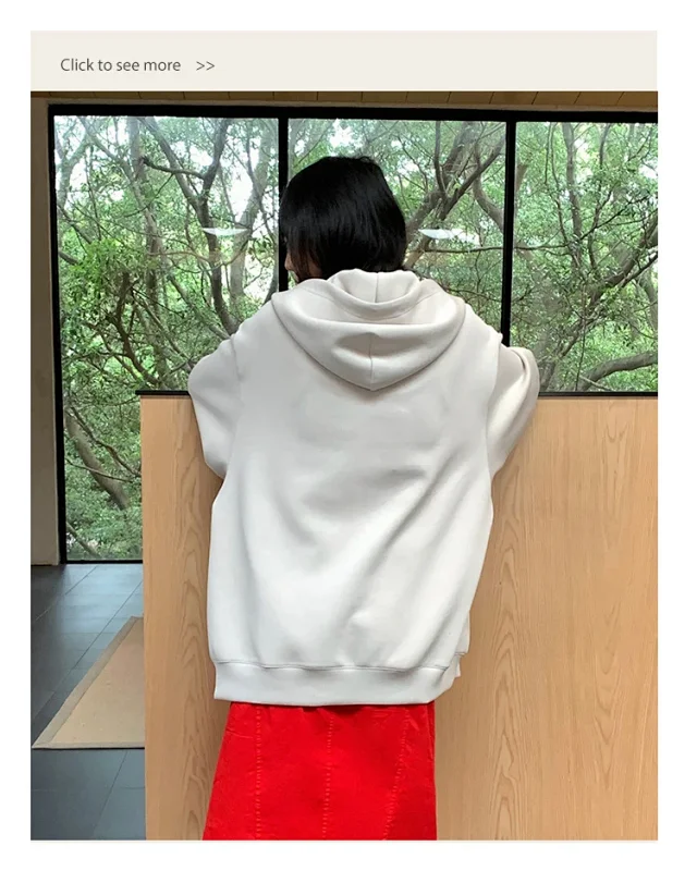 2025 Korean Women's Heavyweight Zip Hoodie Detail