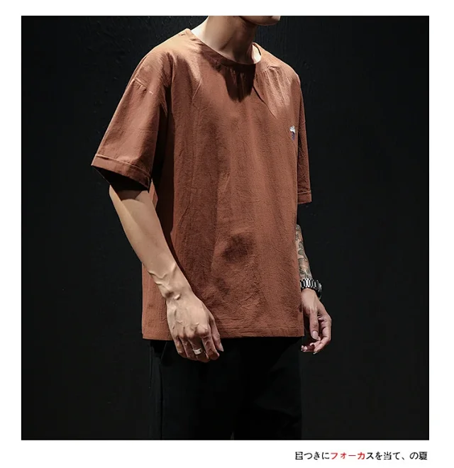 Linen T-shirt Men's Short Sleeve Detail