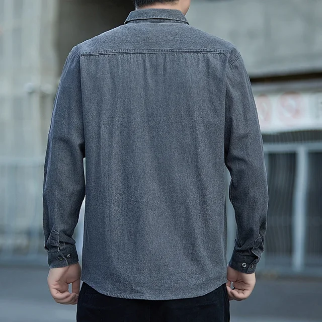 Men's Vintage Denim Oversize Work Shirt Detail