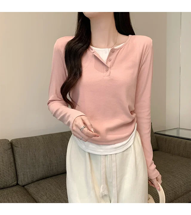 Korean Layered Long Sleeve Cropped Tee Detail
