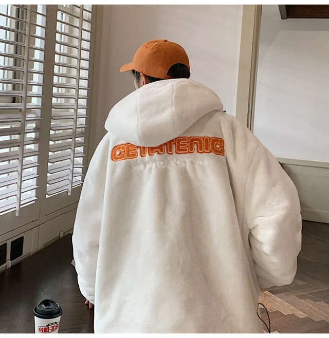 Men's Winter Sherpa Fleece Oversized Coat Detail