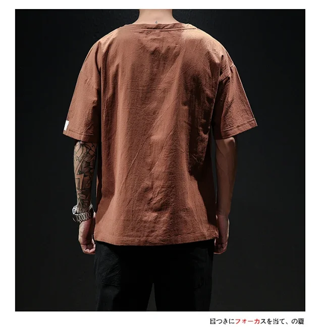 Linen T-shirt Men's Short Sleeve Detail