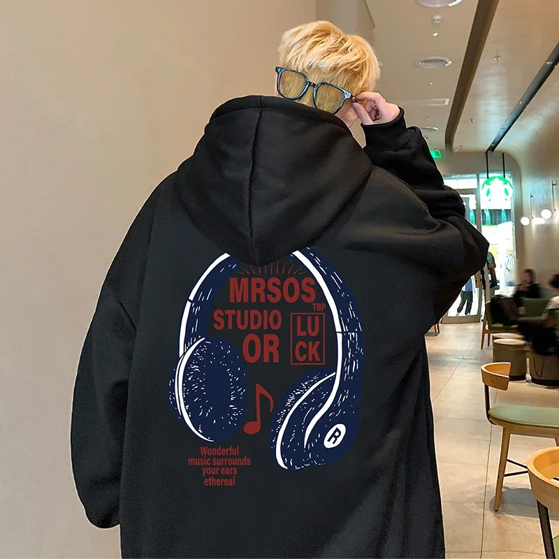 2025 Men's Cotton Hoodie (Hong Kong Style, Loose, Streetwear)
