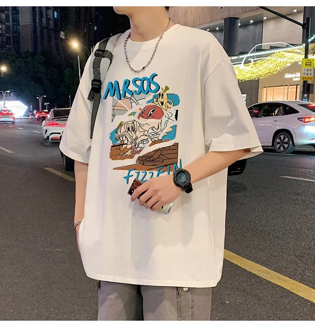 Plus Size Men's Summer Cartoon Tee Detail