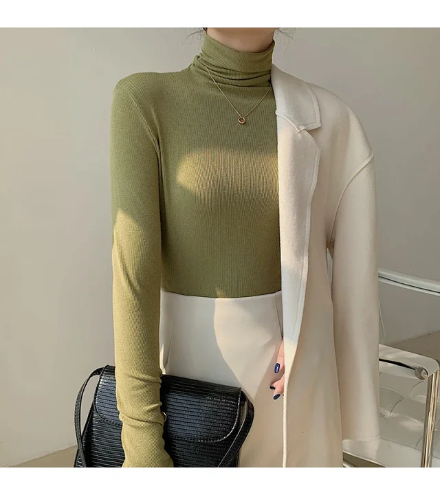 Women's Slim Fit Long Sleeve High Neck Top Detail