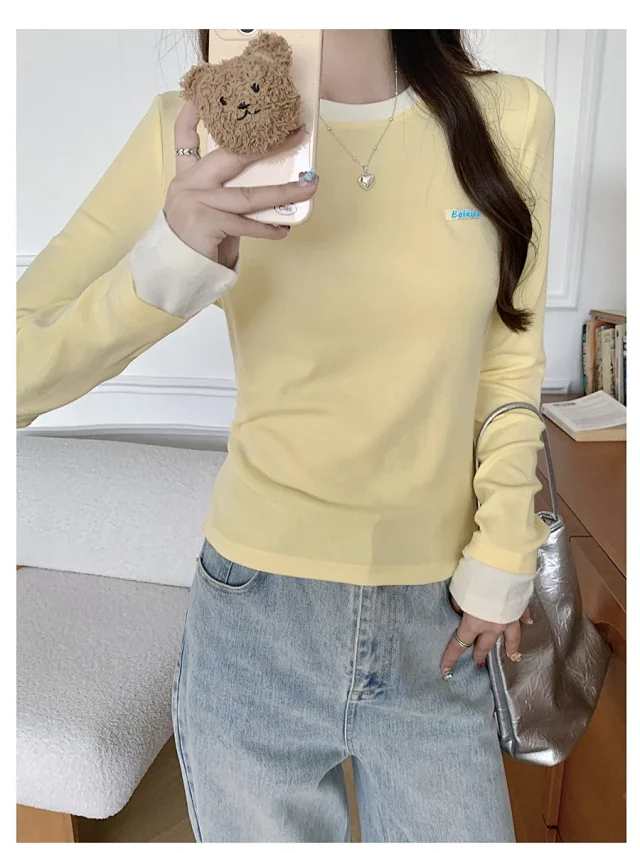 Women's Layered Colorblock Long Sleeve Tee Detail