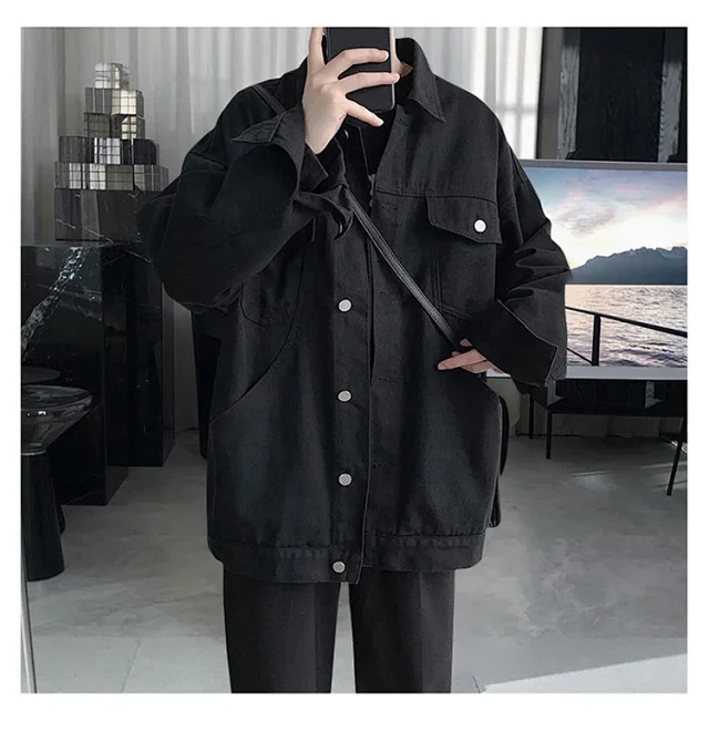 Men's Oversized Street Denim Jacket Detail