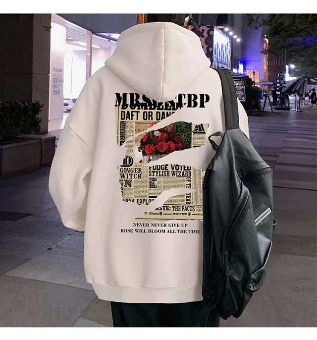 Men's Heavy Fleece Retro Hoodie Oversized Detail