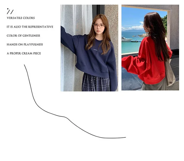 Women's Korean Minimalist Cropped Sweatshirt Detail