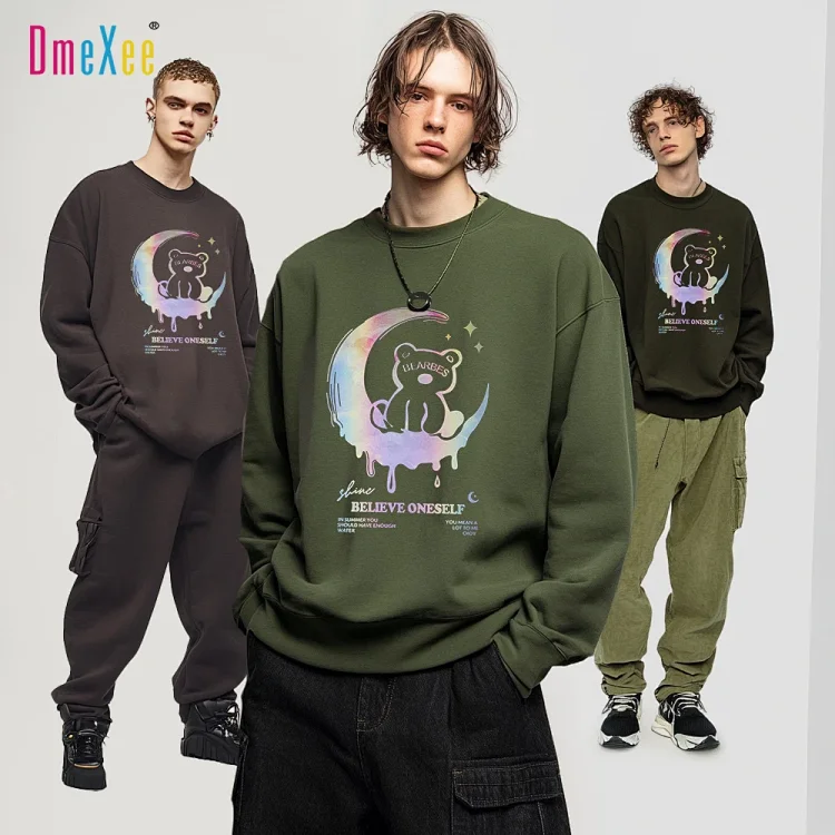 Men's Forest Green Korean Casual Sweatshirt