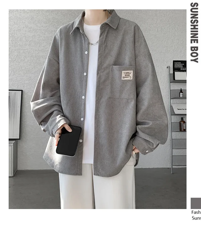 Men's Vintage Corduroy Long Sleeve Shirt Detail