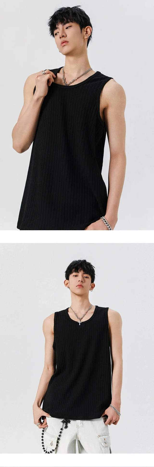 Men's Rayon Ribbed Relaxed Tank Top Detail