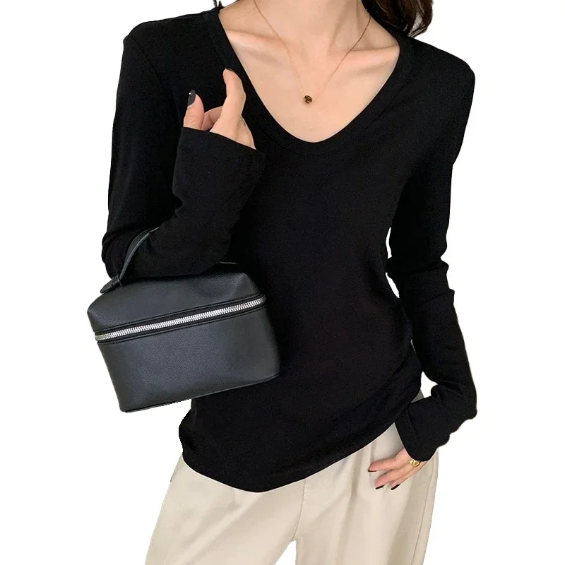 Women's Lyocell Wool U-Neck Long-Sleeve Tee