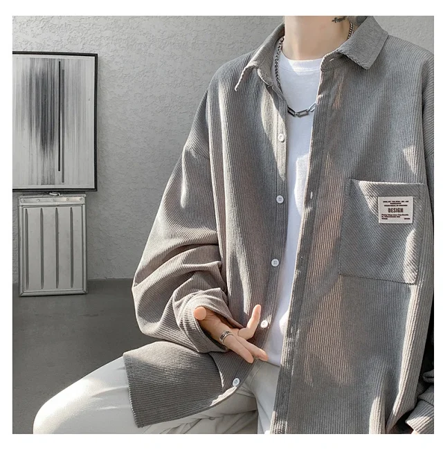 Men's Vintage Corduroy Long Sleeve Shirt Detail
