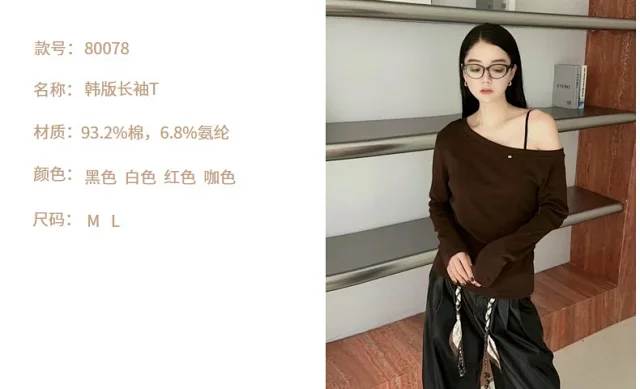 Women's 2025 Cotton Off-Shoulder T-Shirt Detail