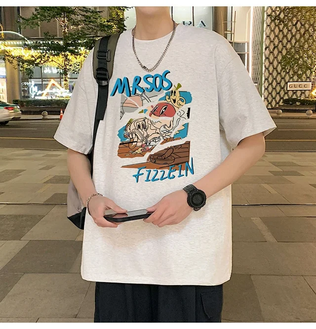 Plus Size Men's Summer Cartoon Tee Detail