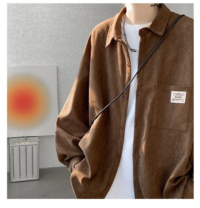 Men's Vintage Corduroy Long Sleeve Shirt Detail