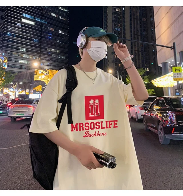 Men's Heavyweight Cotton Oversized T-Shirt Detail