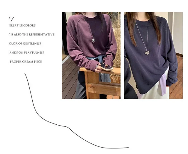 Korean Women's Boyfriend Raglan Long-Sleeve Tee Detail
