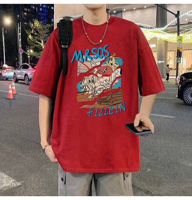 Plus Size Men's Summer Cartoon Tee Detail
