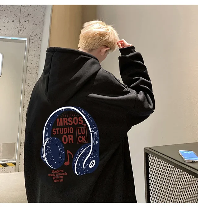 2025 Men's Cotton Hoodie (Hong Kong Style, Loose, Streetwear) Detail