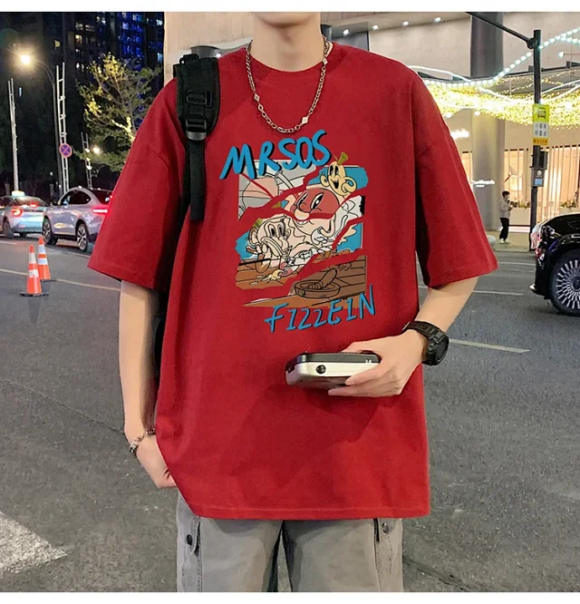 Plus Size Men's Summer Cartoon Tee Detail
