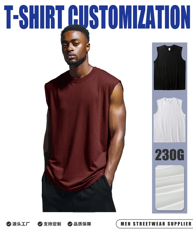 230g Combed Cotton Solid Sleeveless Tank Detail