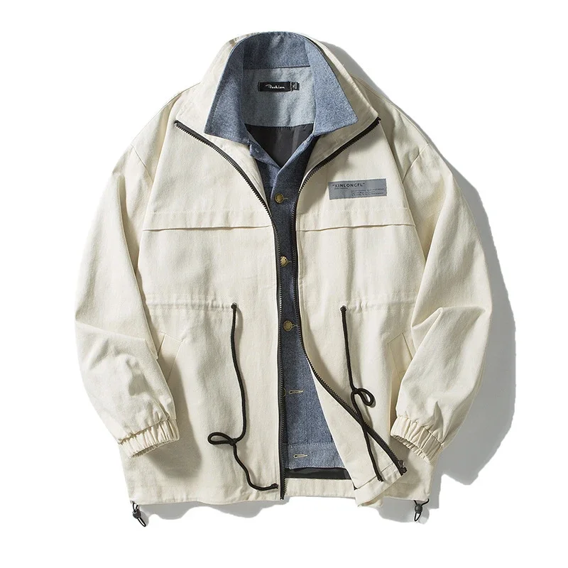 Men's Retro Patchwork Denim Baseball Jacket