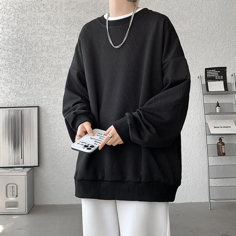 Men's Loose Textured Long Sleeve Tee