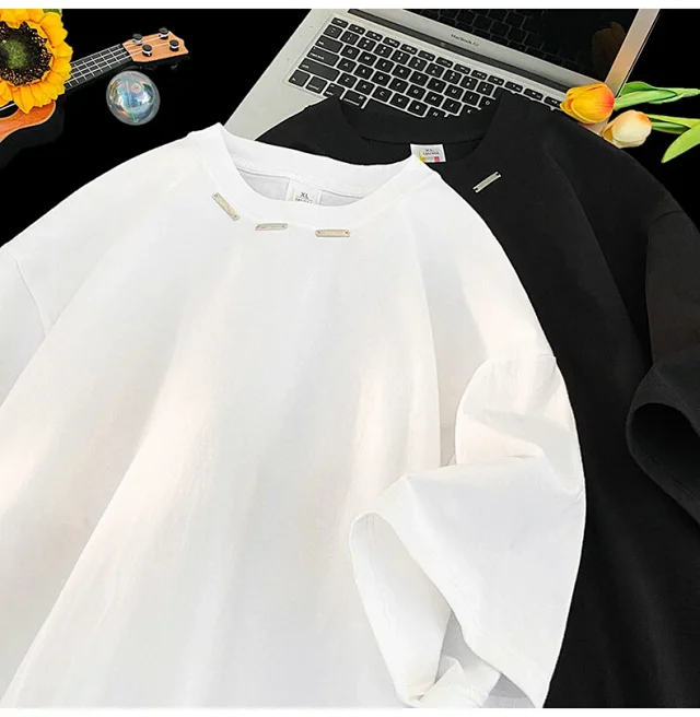 2025 Summer Men's Heavyweight Square-Shoulder T-Shirt Detail