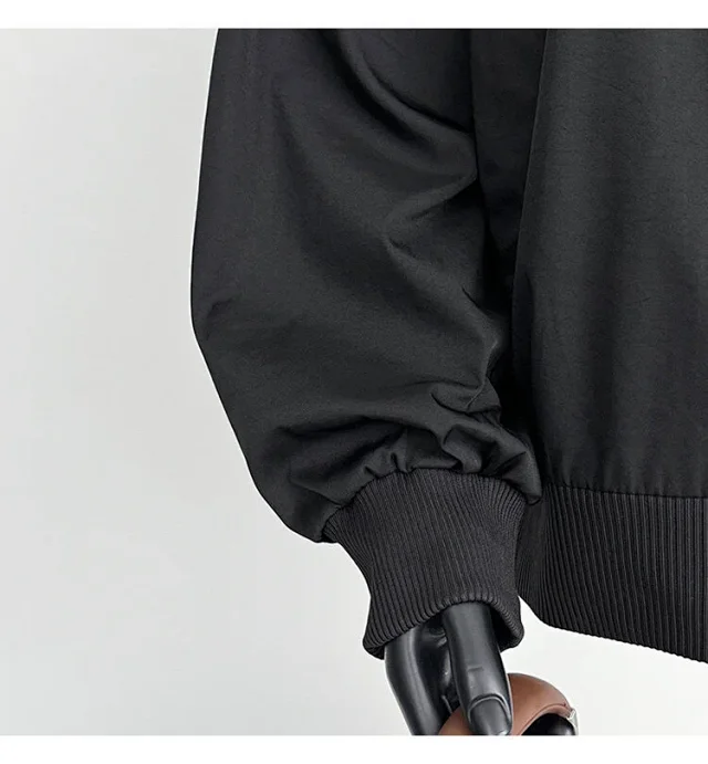 Men's Iridescent Satin Cropped Mandarin-Collar Jacket Detail