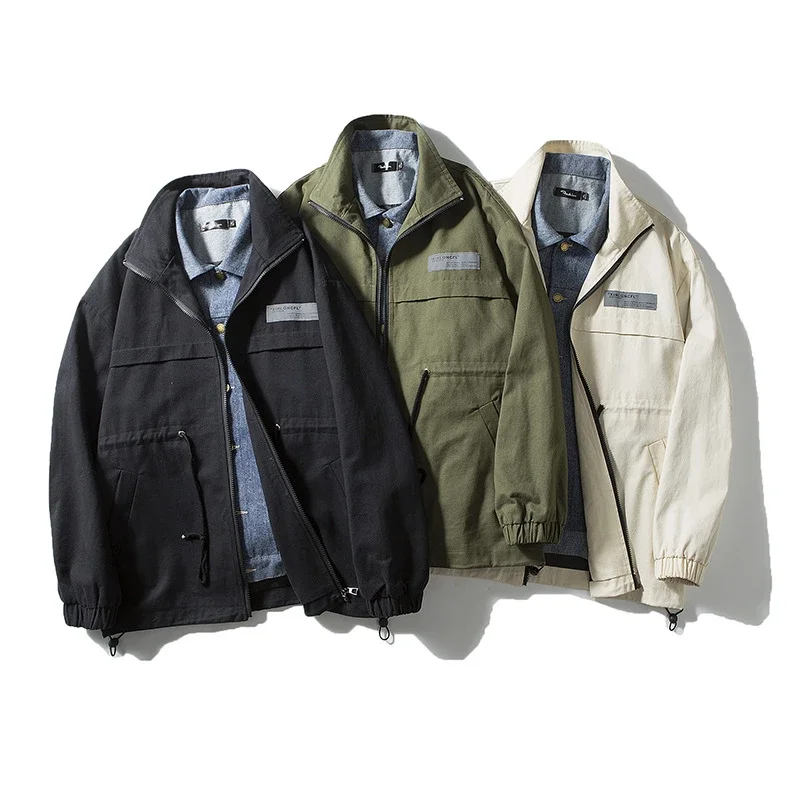 Men's Retro Patchwork Denim Baseball Jacket