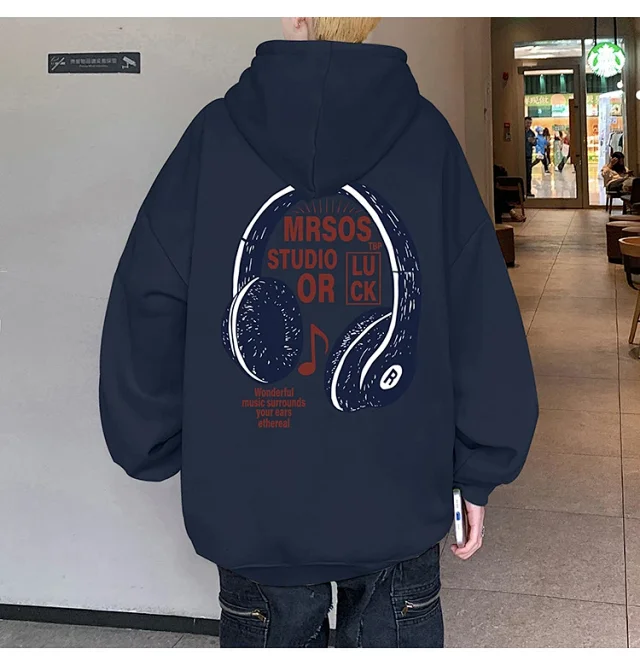 2025 Men's Cotton Hoodie (Hong Kong Style, Loose, Streetwear) Detail