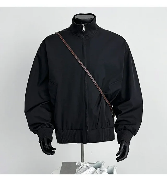Men's Iridescent Satin Cropped Mandarin-Collar Jacket Detail