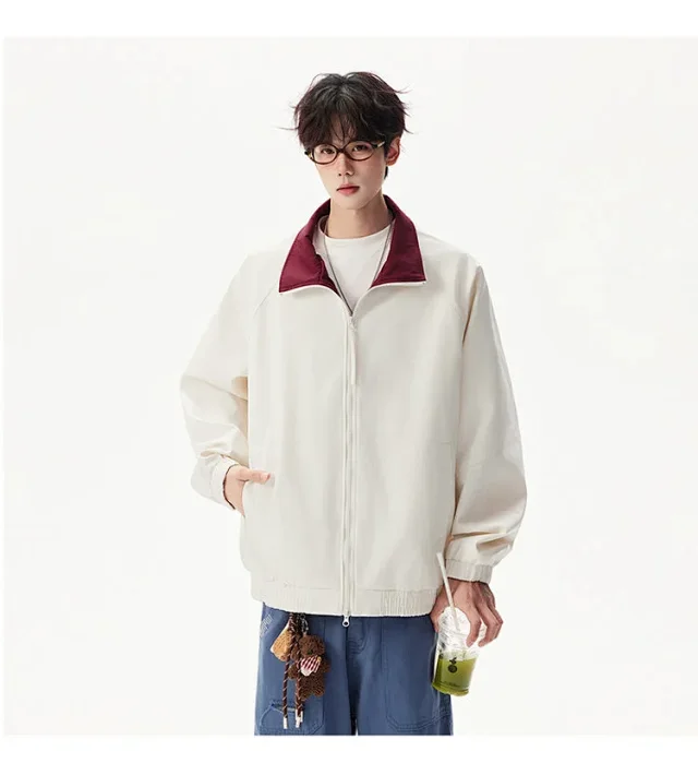 Cleanfit Color Block Retro Baseball Jacket Detail