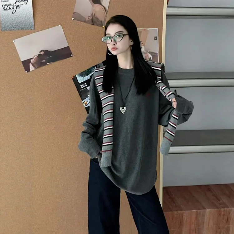 Designer Vintage Color-block Long Sleeve Tee