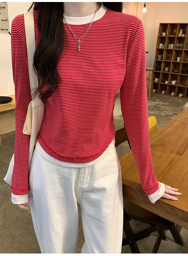 2025 Fall Women's Ribbed Longsleeve T-shirt Detail