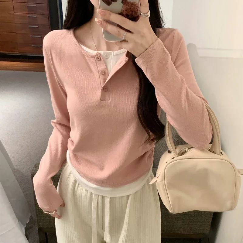 Korean Layered Long Sleeve Cropped Tee