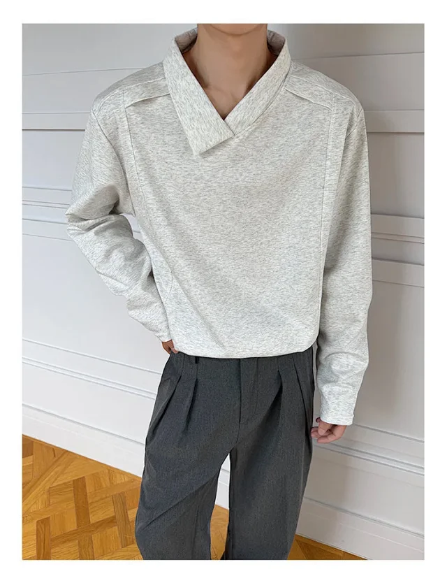 Men's White Deconstructed Polo Long Sleeve Detail