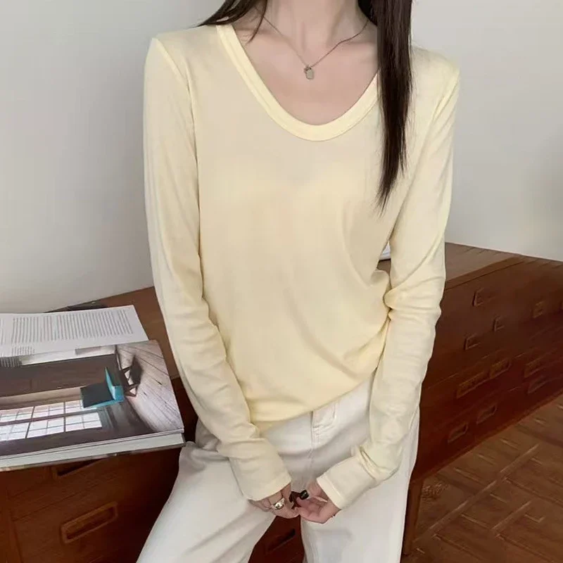 Women's Lyocell Wool U-Neck Long-Sleeve Tee