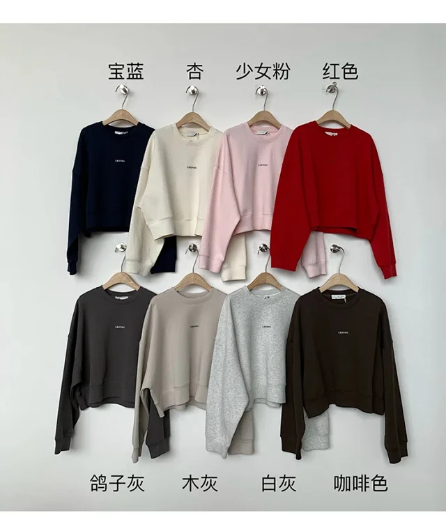 Women's Korean Minimalist Cropped Sweatshirt Detail