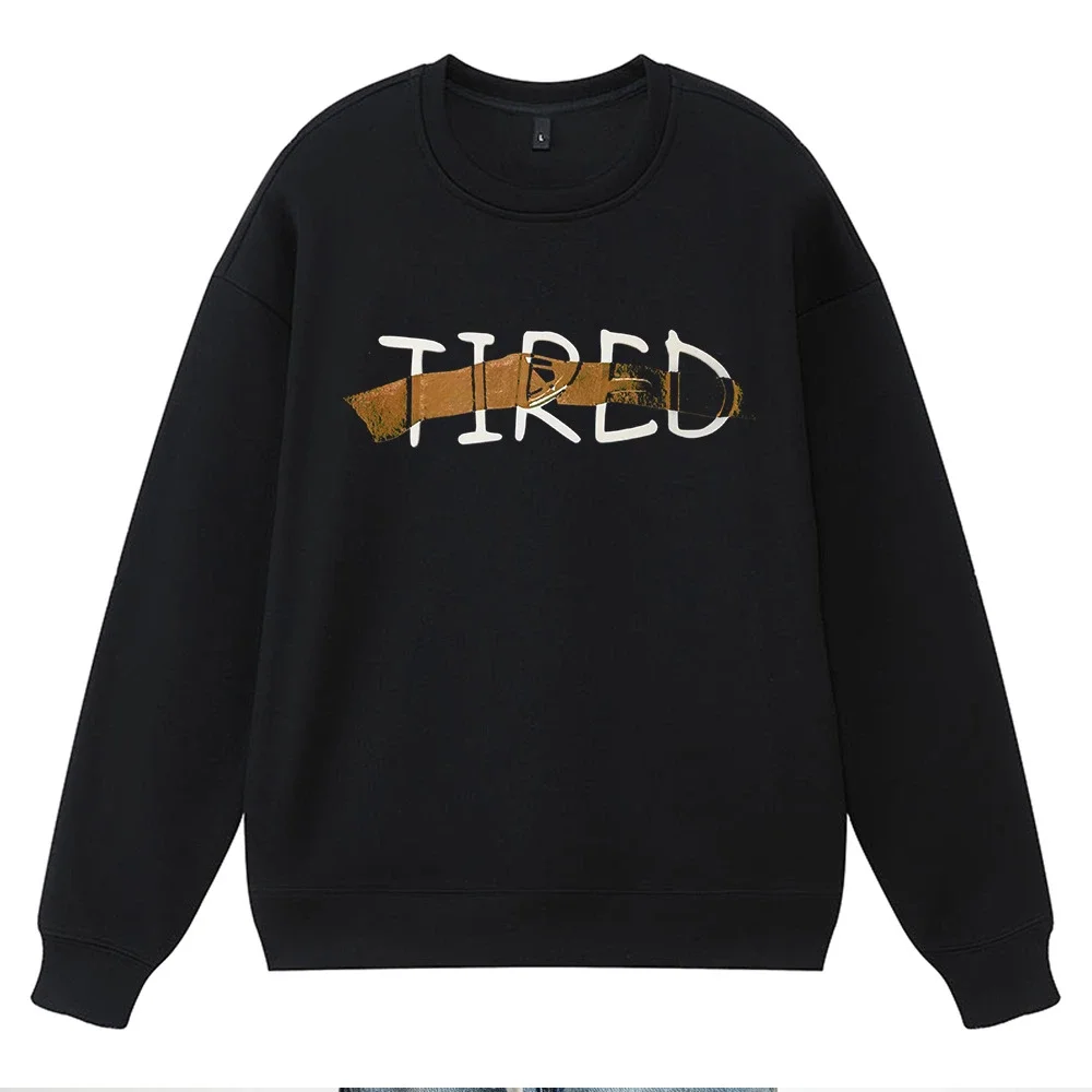 Trendy Men's Hoodless Long-Sleeve Black Sweatshirt