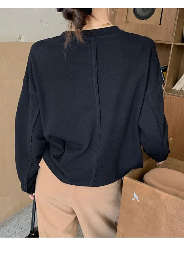 Women's Cotton Loose Long-Sleeve T-Shirt Detail