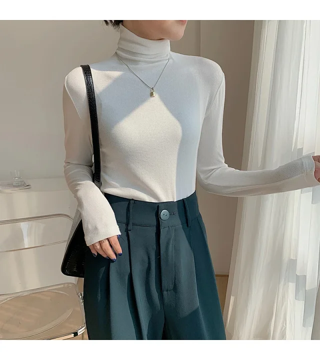 Women's Slim Fit Long Sleeve High Neck Top Detail