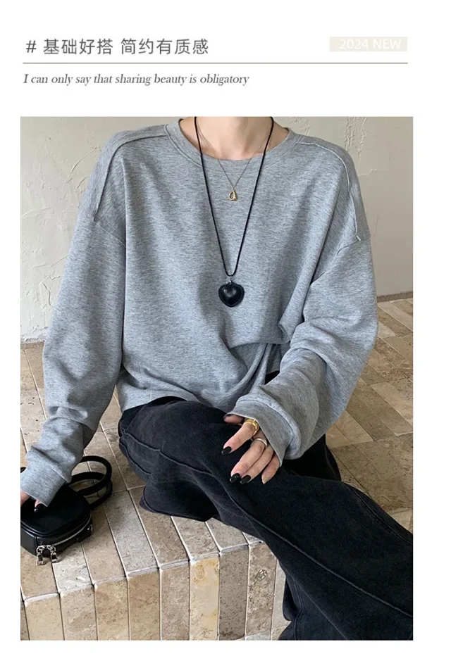 Women's Cotton Loose Long-Sleeve T-Shirt Detail