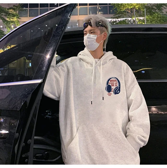 2025 Men's Cotton Hoodie (Hong Kong Style, Loose, Streetwear) Detail