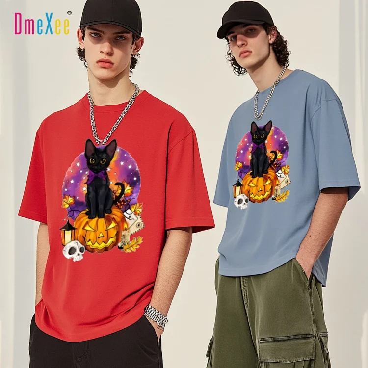 Men's Casual Loose-Fit Halloween Print Tee