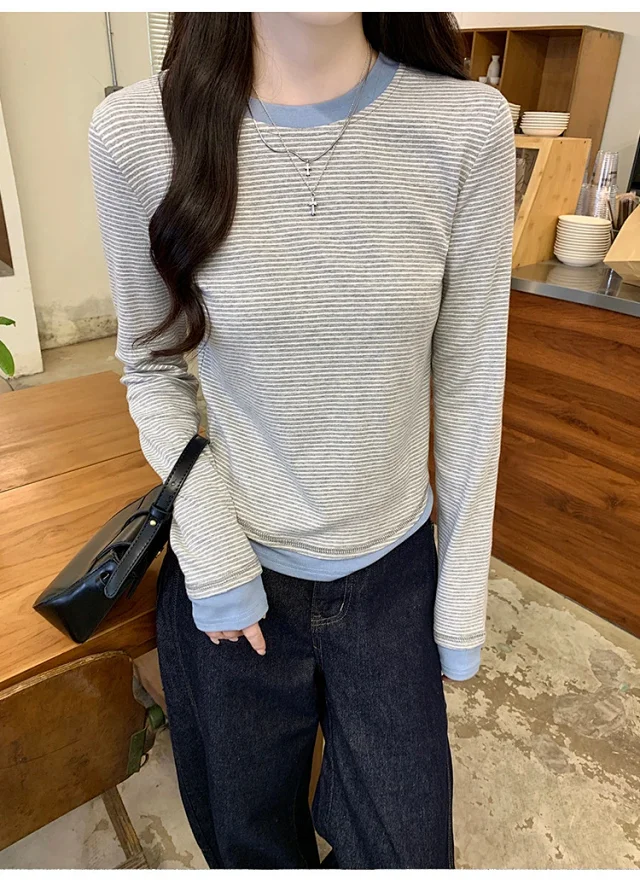 2025 Fall Women's Ribbed Longsleeve T-shirt Detail